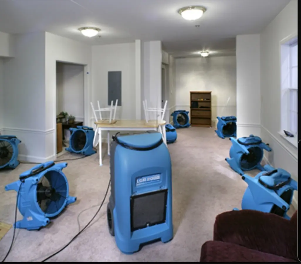 Air movers and dehumidifier setup for Water Extraction & Removal in Arcata