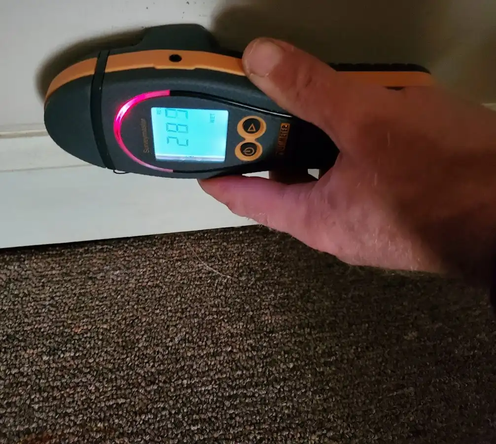 Moisture detection at baseboard during Burst Pipe Cleanup in Arcata